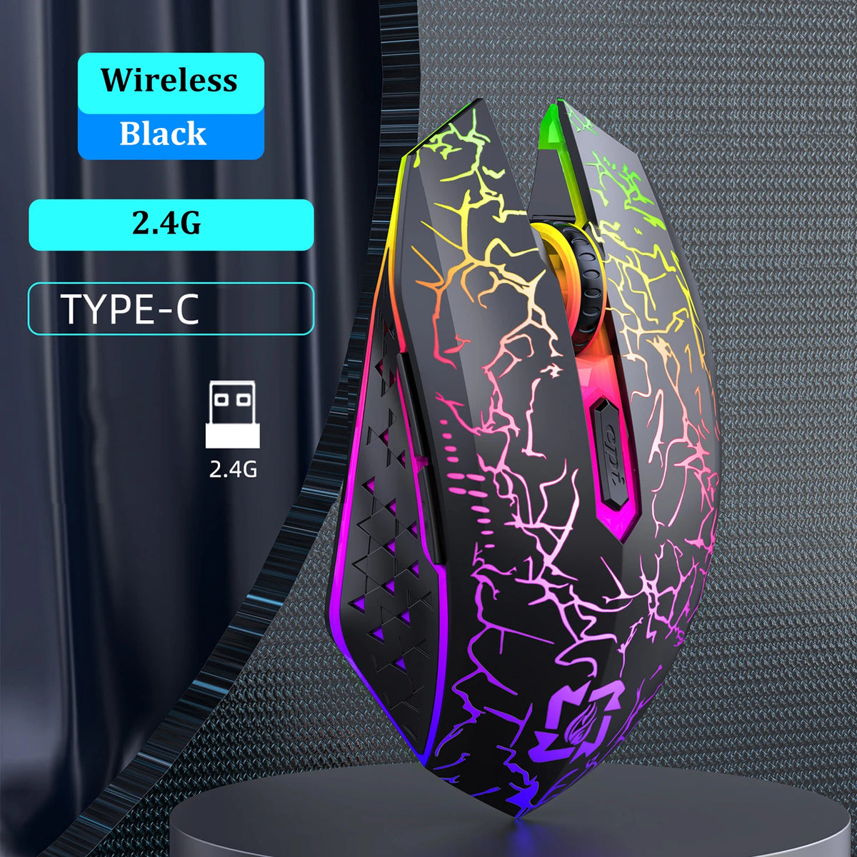 Bluetooth 5.2 Wireless Mouse RGB Gaming Mouse Silent Mouse Rechargeable Mouse 800-1200-1600 DPI Mouse Mice for PC Laptop Macbook