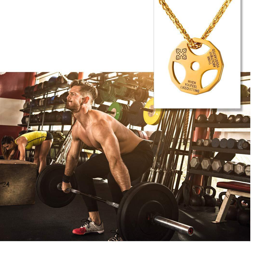 Amazon European and American New Fitness Barbell Dumbbell Accessories Stainless Steel Necklace Men's Pendant Cross-Border Jewelry