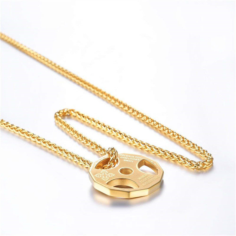 Amazon European and American New Fitness Barbell Dumbbell Accessories Stainless Steel Necklace Men's Pendant Cross-Border Jewelry