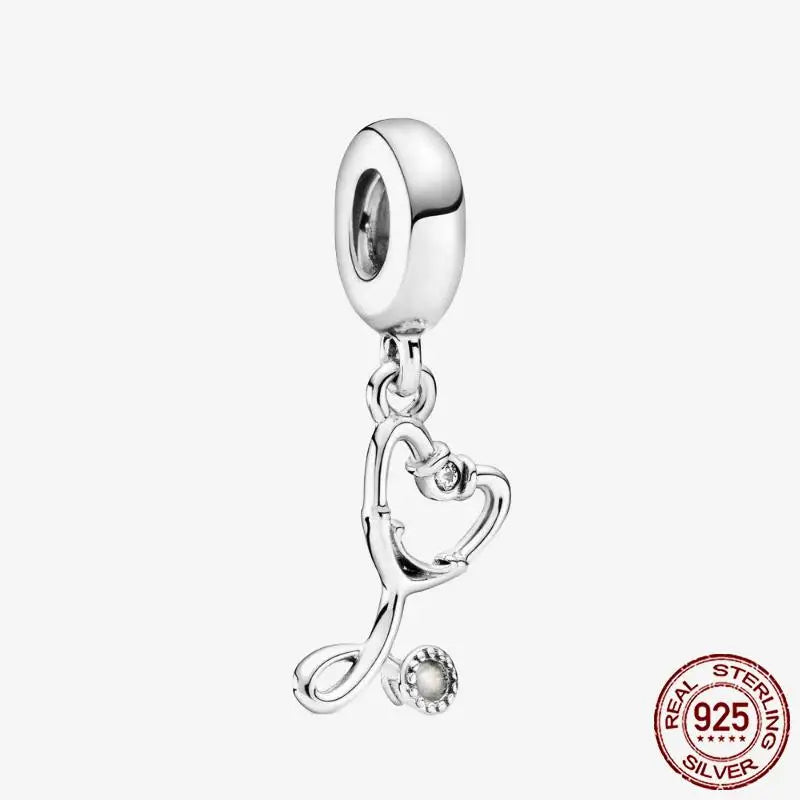925 Sterling Silver Gold Heart Plated Dangle Charm for Original Bracelet Beads Jewelry DIY Birthday Gift for Women plata de ley