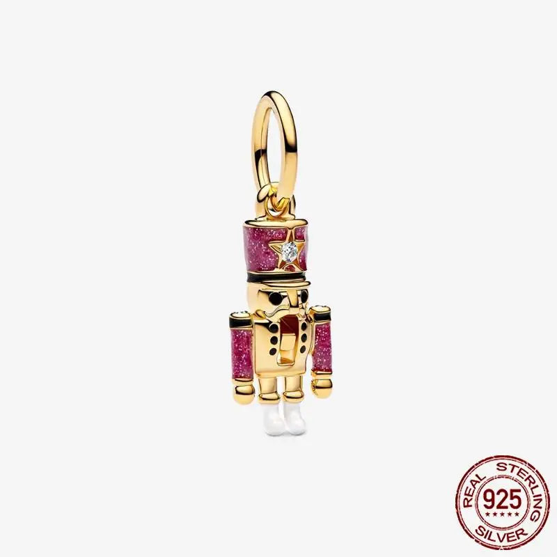 925 Sterling Silver Gold Heart Plated Dangle Charm for Original Bracelet Beads Jewelry DIY Birthday Gift for Women plata de ley
