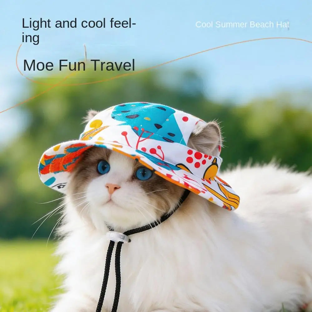 1PC Pet Sun Hat Adjustable Pet Sun Hat Cat Dog Breathable Dog Sunshade Hats Outdoor Travel Pet Fisherman Hat Sun Protection