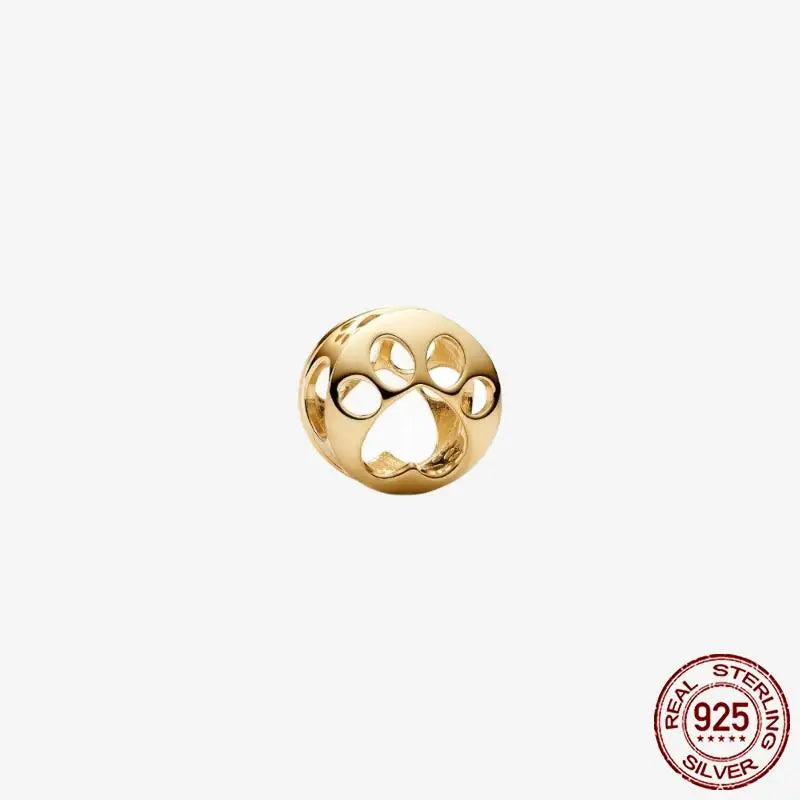 925 Sterling Silver Gold Heart Plated Dangle Charm for Original Bracelet Beads Jewelry DIY Birthday Gift for Women plata de ley