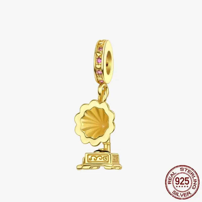 925 Sterling Silver Gold Heart Plated Dangle Charm for Original Bracelet Beads Jewelry DIY Birthday Gift for Women plata de ley