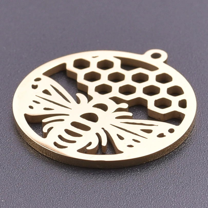 5pcs/Lot 18k Real Gold Plated Rose Lotus Bulk Charms For Jewelry Making Supplies DIY Sunflower Pendants Stainless Steel Charm