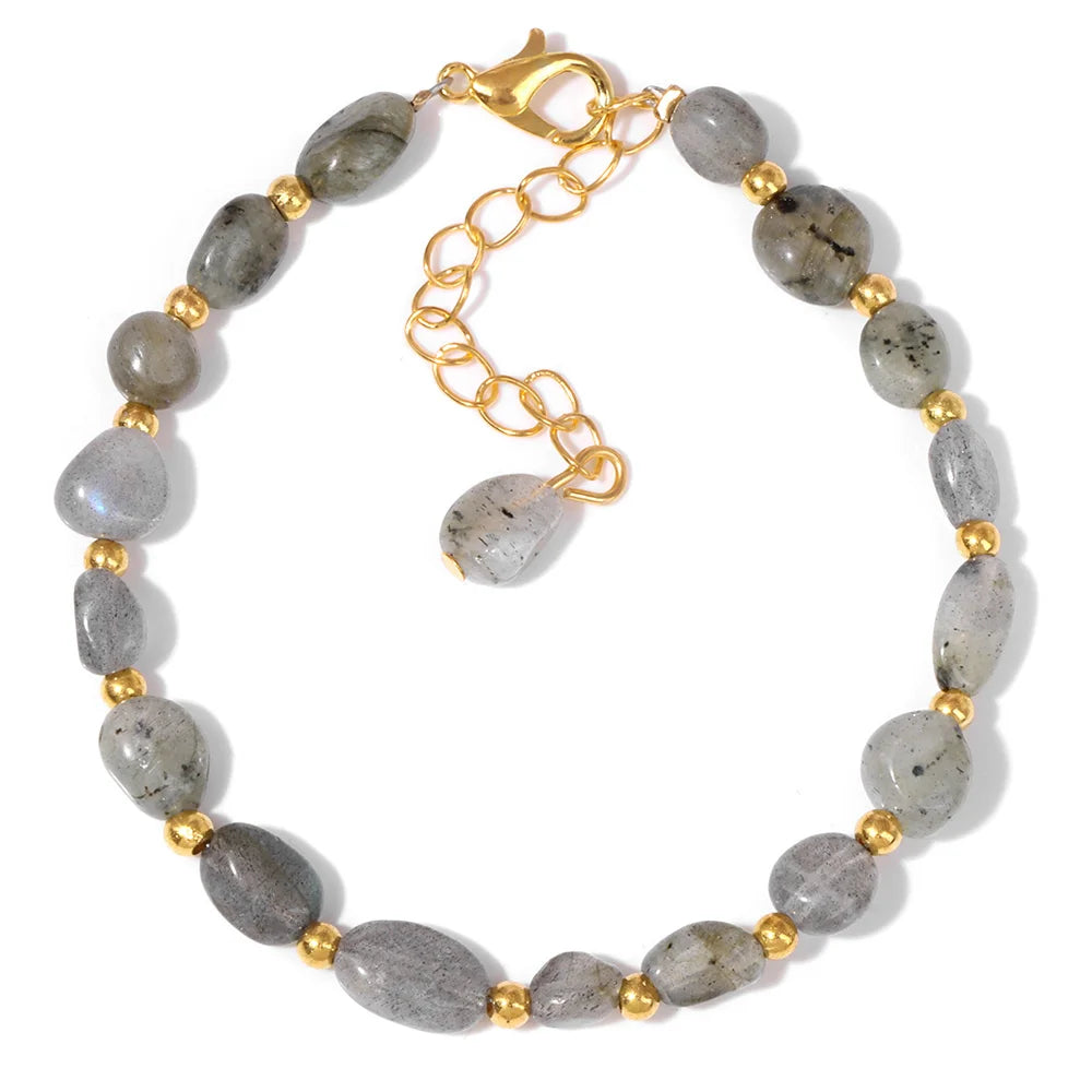 Natural Stone Lapis Lazuli Beads Bracelet Irregular Chip Stone Adjustable Bracelets Tiger Eye Agates Bangles Women Fine Jewelry