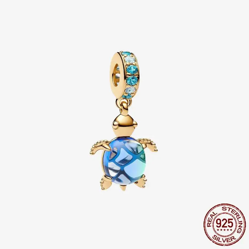 925 Sterling Silver Gold Heart Plated Dangle Charm for Original Bracelet Beads Jewelry DIY Birthday Gift for Women plata de ley