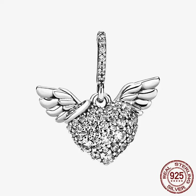 925 Sterling Silver Gold Heart Plated Dangle Charm for Original Bracelet Beads Jewelry DIY Birthday Gift for Women plata de ley