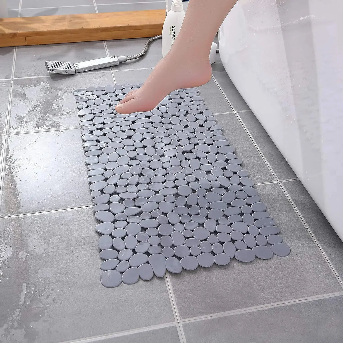 Non-Slip Bathroom Mat Anti Slip Bath Mats Suction Cup Shower Cushion Long Bathtub Foot Pads PVC Plastic Mats for Bathroom