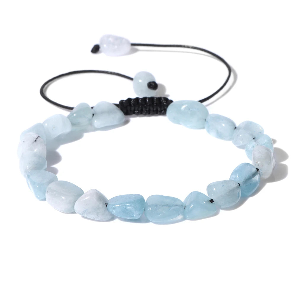 Natural Stone Lapis Lazuli Beads Bracelet Irregular Chip Stone Adjustable Bracelets Tiger Eye Agates Bangles Women Fine Jewelry