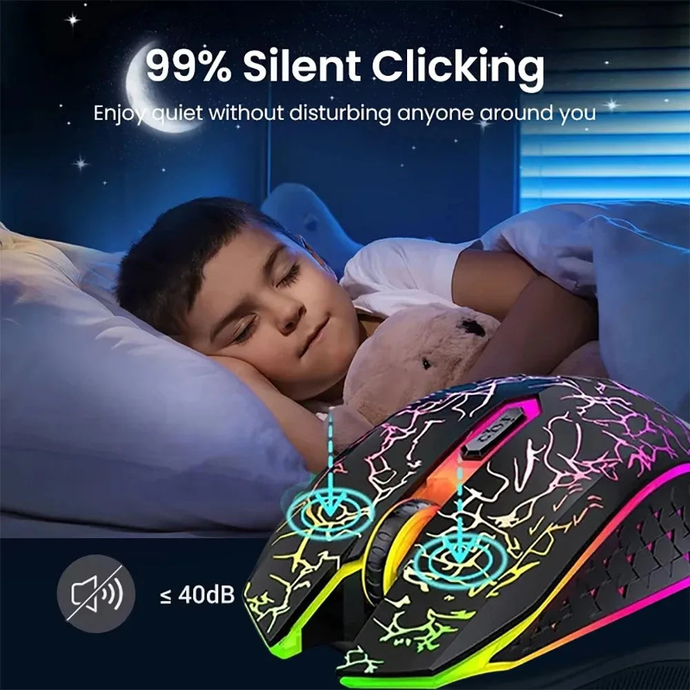 Bluetooth 5.2 Wireless Mouse RGB Gaming Mouse Silent Mouse Rechargeable Mouse 800-1200-1600 DPI Mouse Mice for PC Laptop Macbook