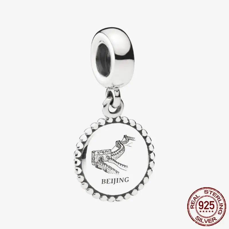 925 Sterling Silver Gold Heart Plated Dangle Charm for Original Bracelet Beads Jewelry DIY Birthday Gift for Women plata de ley
