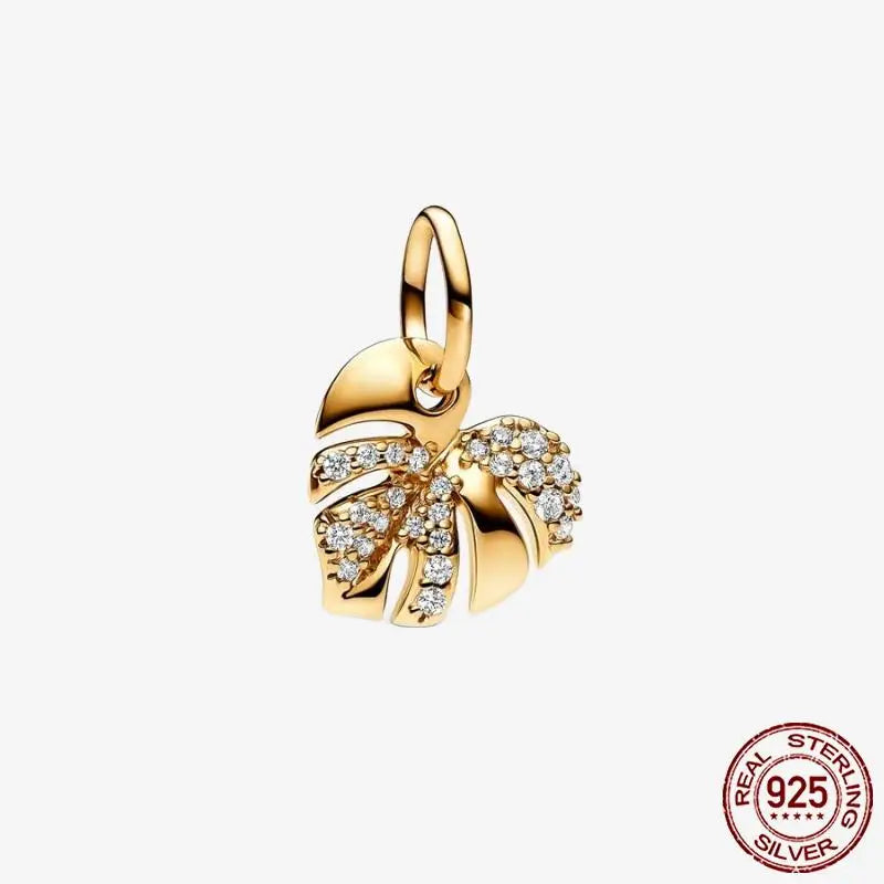 925 Sterling Silver Gold Heart Plated Dangle Charm for Original Bracelet Beads Jewelry DIY Birthday Gift for Women plata de ley