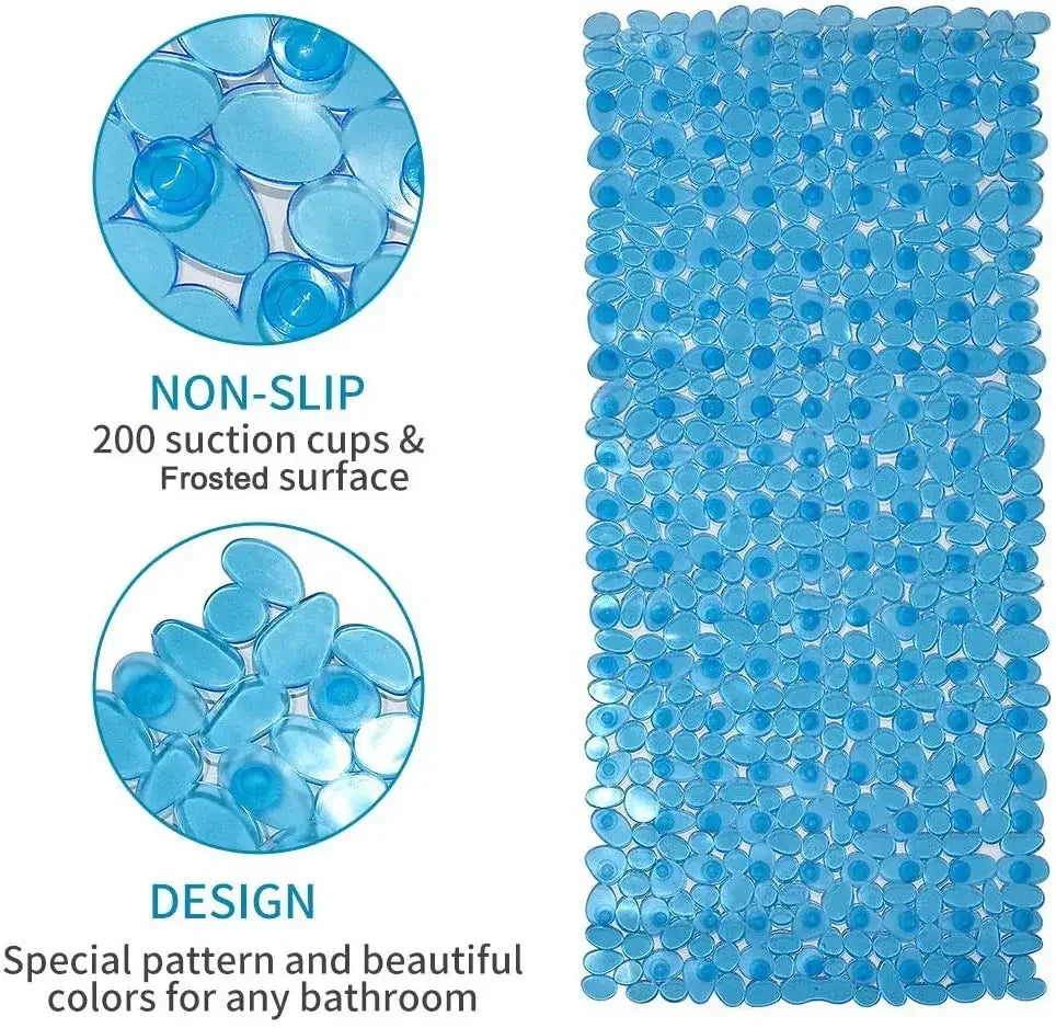 Non-Slip Bathroom Mat Anti Slip Bath Mats Suction Cup Shower Cushion Long Bathtub Foot Pads PVC Plastic Mats for Bathroom