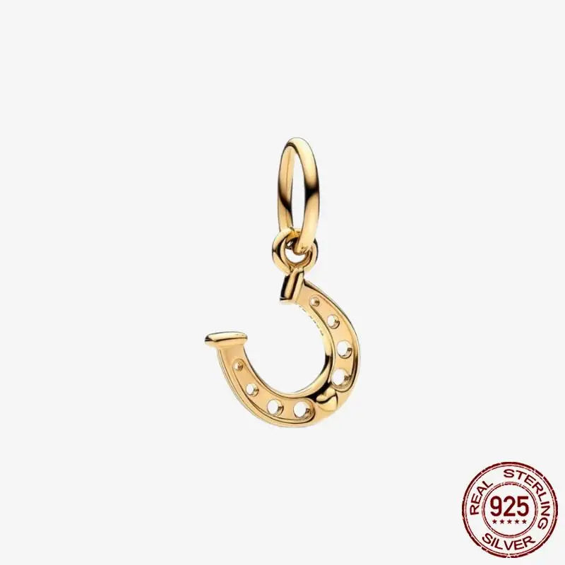 925 Sterling Silver Gold Heart Plated Dangle Charm for Original Bracelet Beads Jewelry DIY Birthday Gift for Women plata de ley