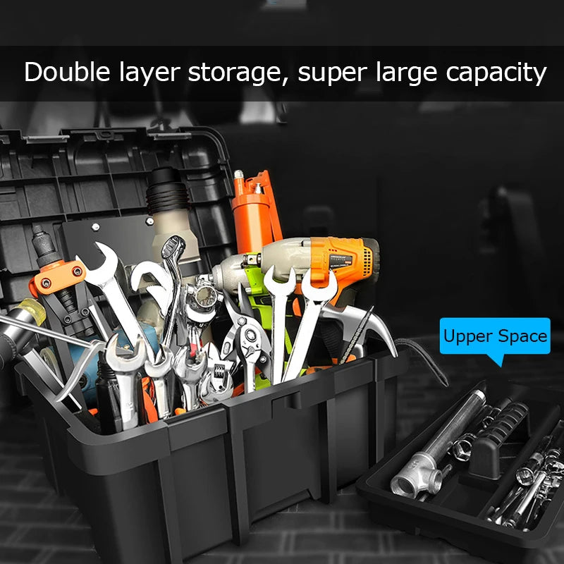Large Waterproof Tool Box Plastic Hard case Hardware Toolbox 2-Layer Large Tool box Storage Box Portable Toolbox pelican case