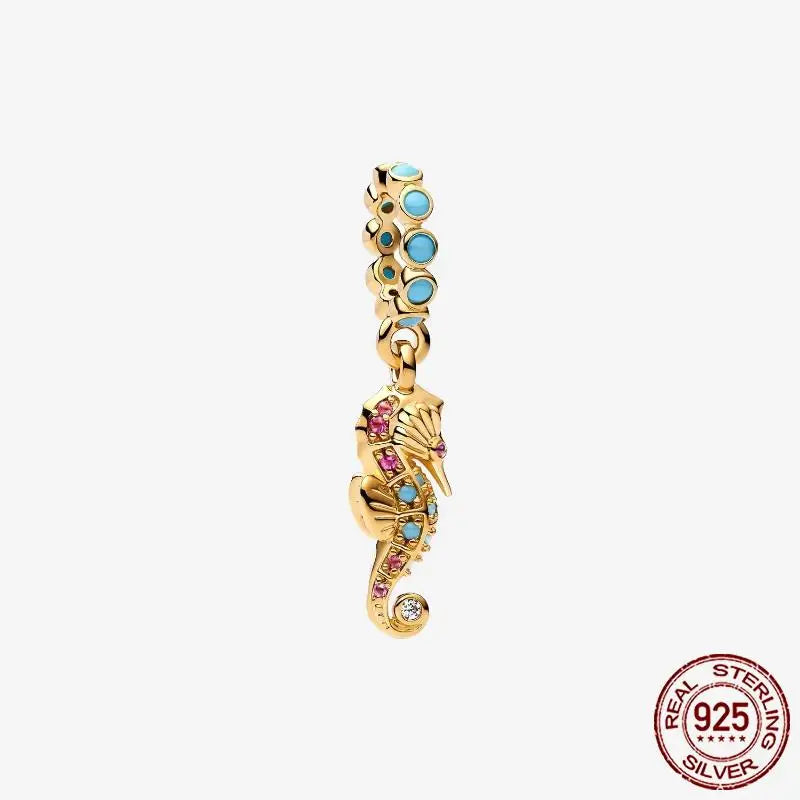 925 Sterling Silver Gold Heart Plated Dangle Charm for Original Bracelet Beads Jewelry DIY Birthday Gift for Women plata de ley