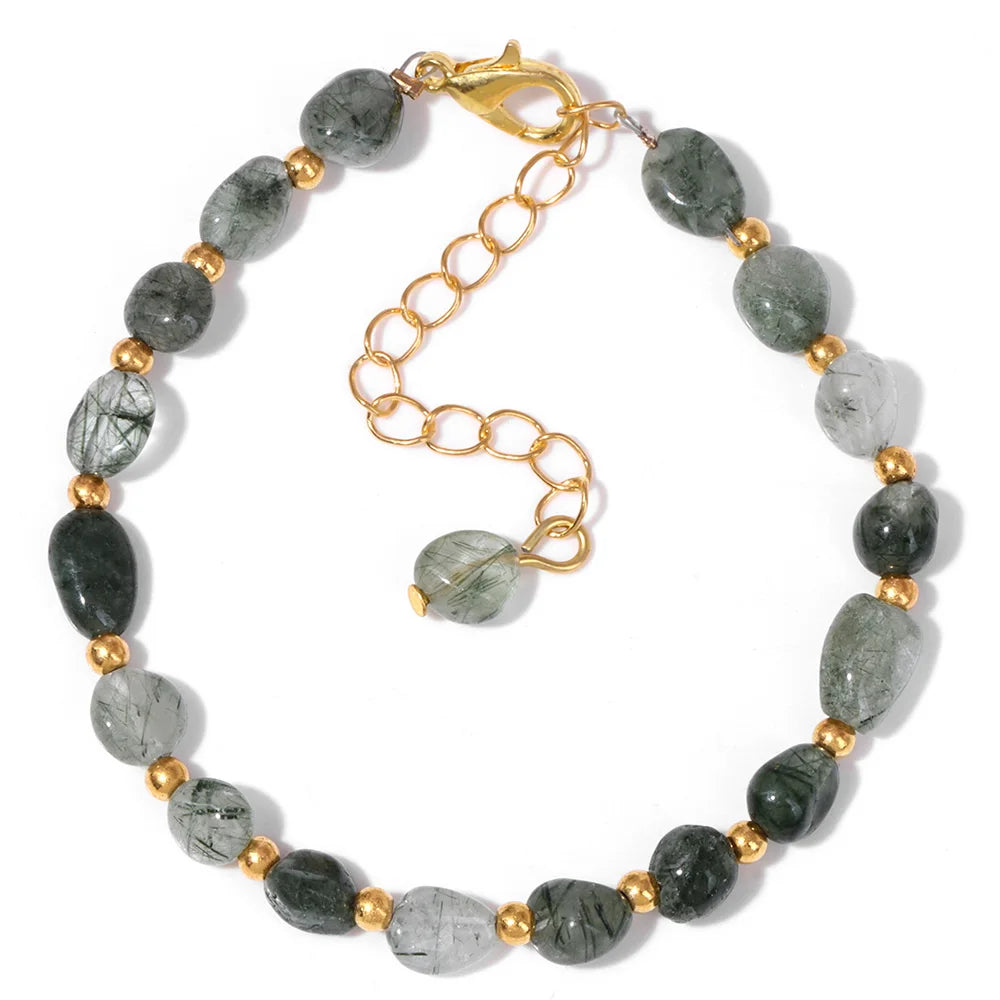 Natural Stone Lapis Lazuli Beads Bracelet Irregular Chip Stone Adjustable Bracelets Tiger Eye Agates Bangles Women Fine Jewelry