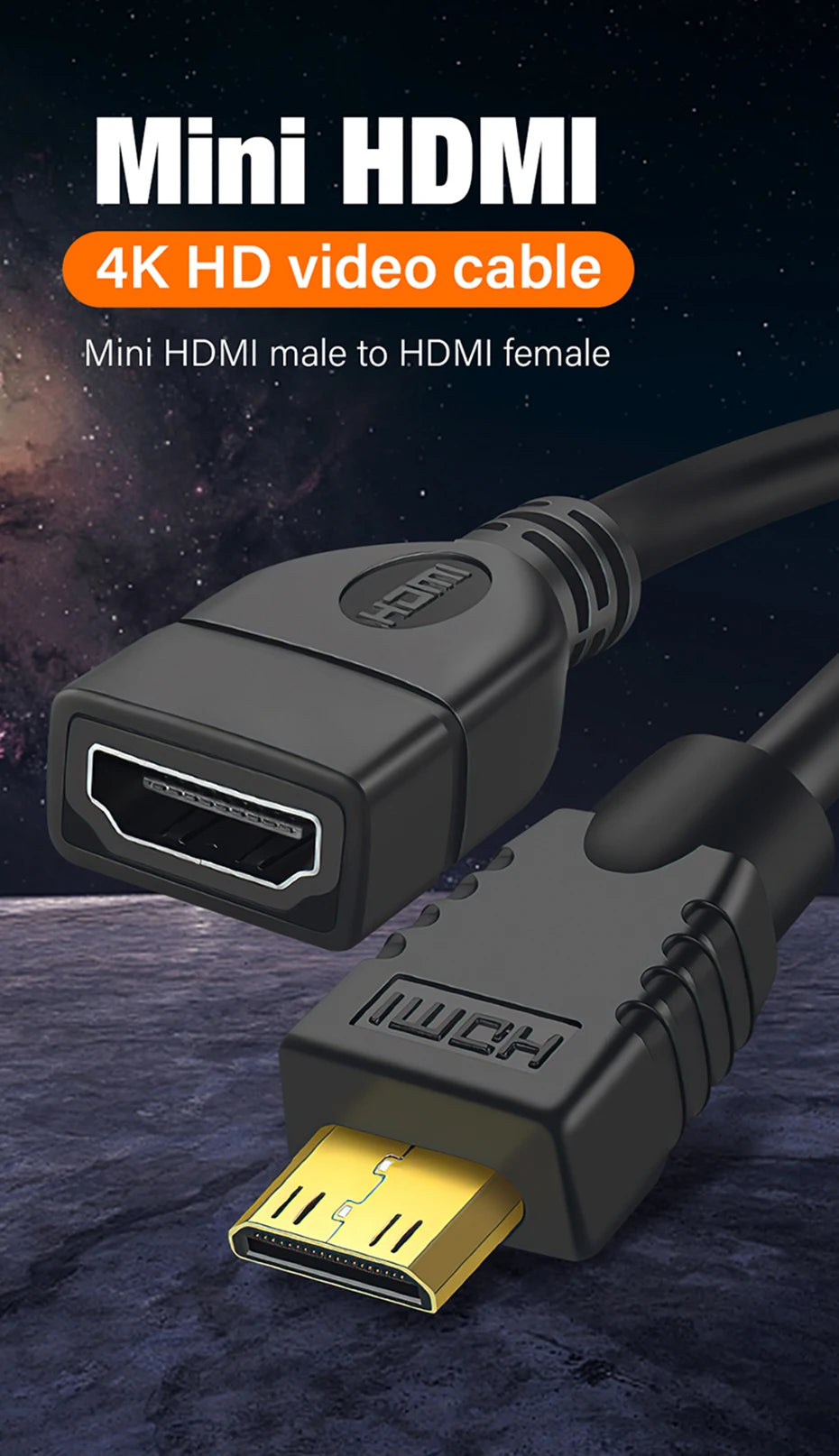 Mini HDMI To Female HDMI Extension Cable 90 Degree Elbow Adapter For TV Box/Stick Camera PS4 PS5 Xbox 4K 2K Converter Short Wire