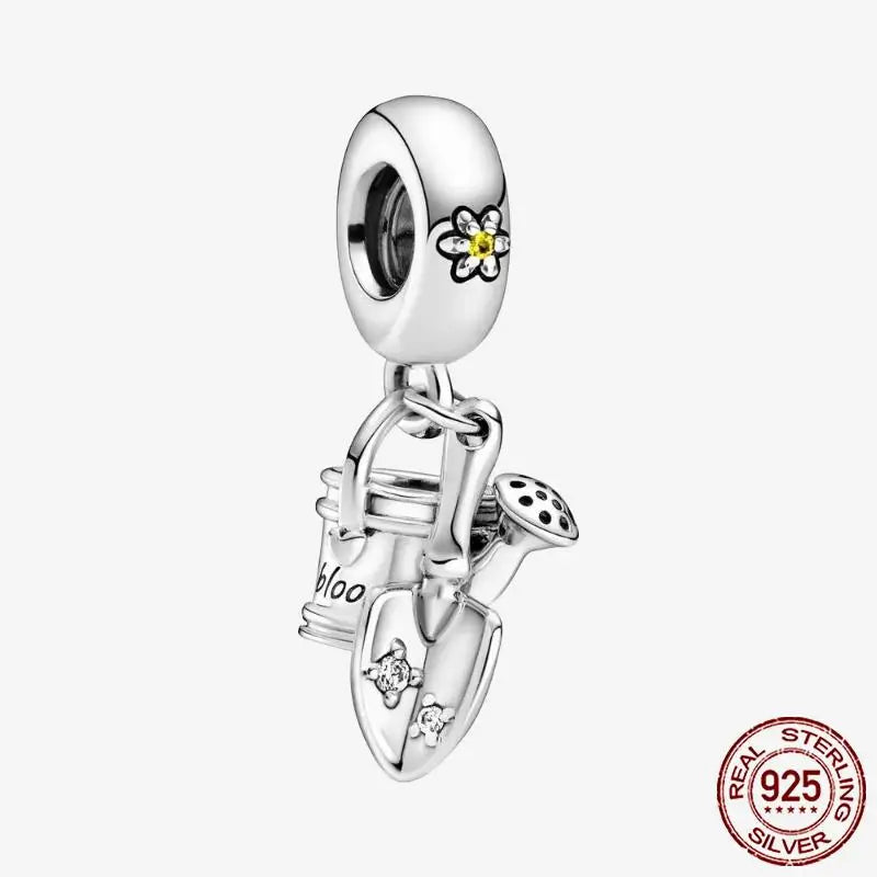 925 Sterling Silver Gold Heart Plated Dangle Charm for Original Bracelet Beads Jewelry DIY Birthday Gift for Women plata de ley