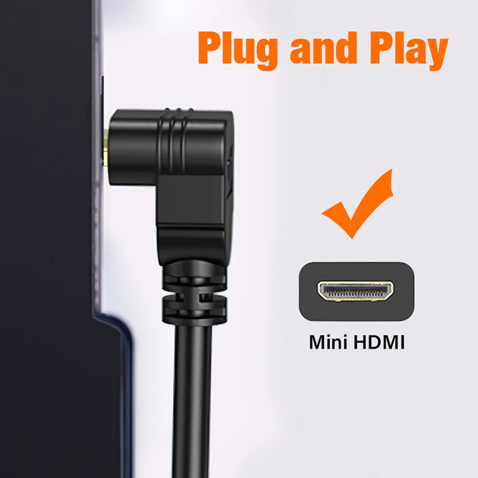 Mini HDMI To Female HDMI Extension Cable 90 Degree Elbow Adapter For TV Box/Stick Camera PS4 PS5 Xbox 4K 2K Converter Short Wire