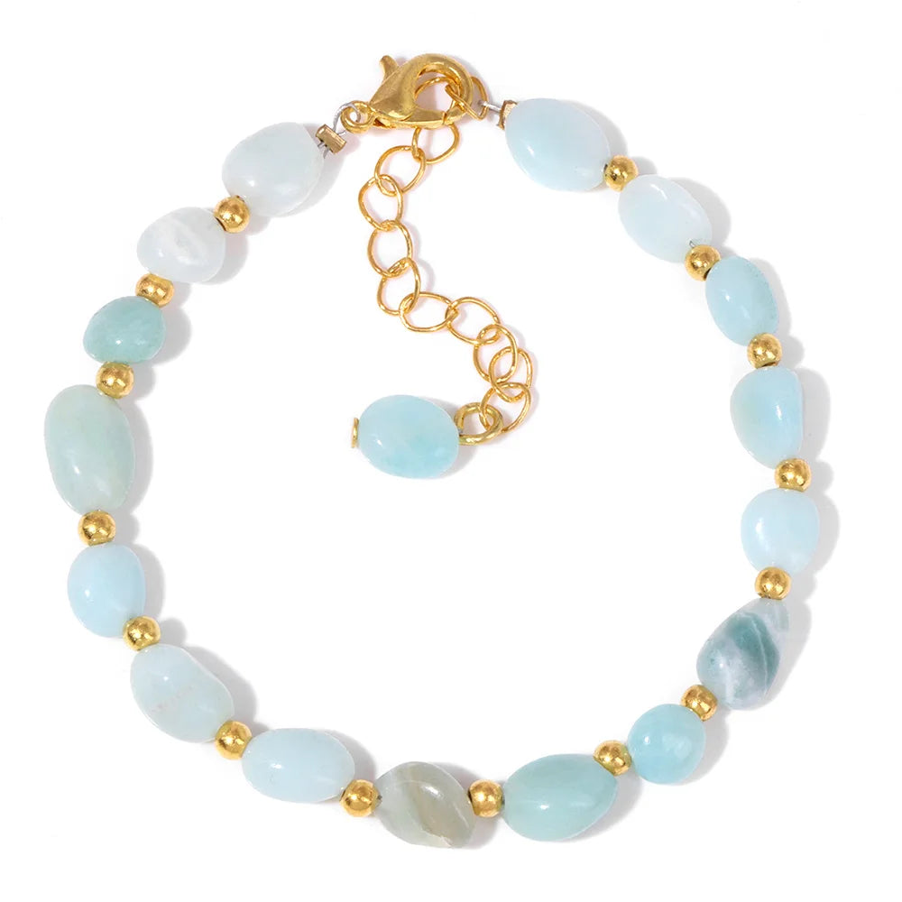 Natural Stone Lapis Lazuli Beads Bracelet Irregular Chip Stone Adjustable Bracelets Tiger Eye Agates Bangles Women Fine Jewelry