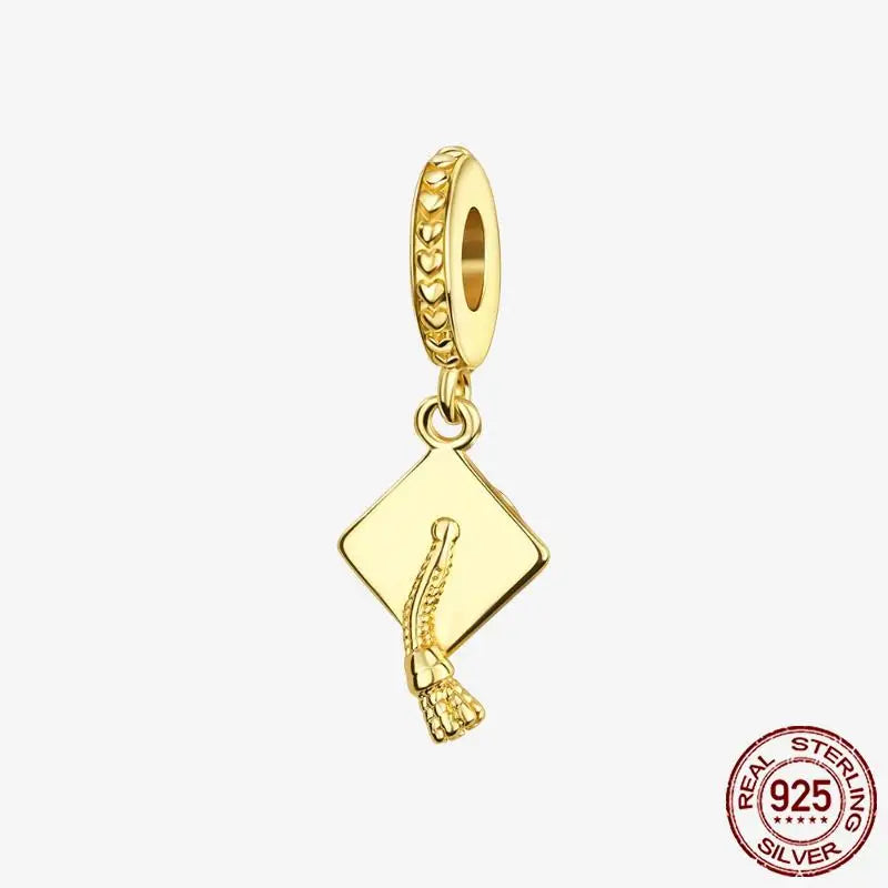 925 Sterling Silver Gold Heart Plated Dangle Charm for Original Bracelet Beads Jewelry DIY Birthday Gift for Women plata de ley