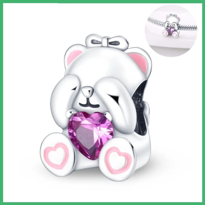 925 Sterling Silver  Strawberries,  Charms Pendant with Cubic Zirconia,Fit DIY bracelet necklace Gift for Her,Colgante Plata