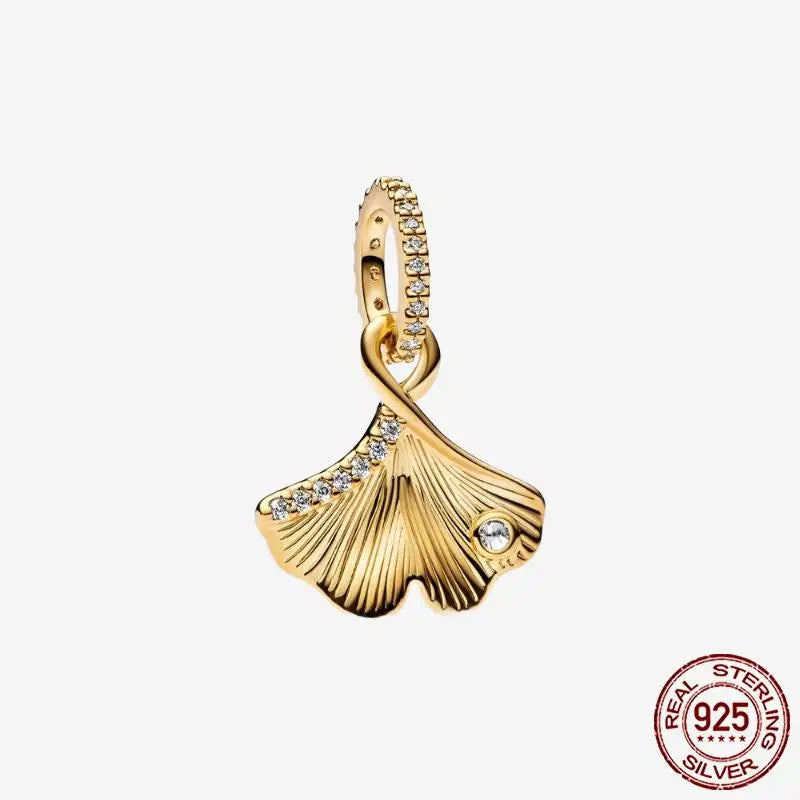 925 Sterling Silver Gold Heart Plated Dangle Charm for Original Bracelet Beads Jewelry DIY Birthday Gift for Women plata de ley