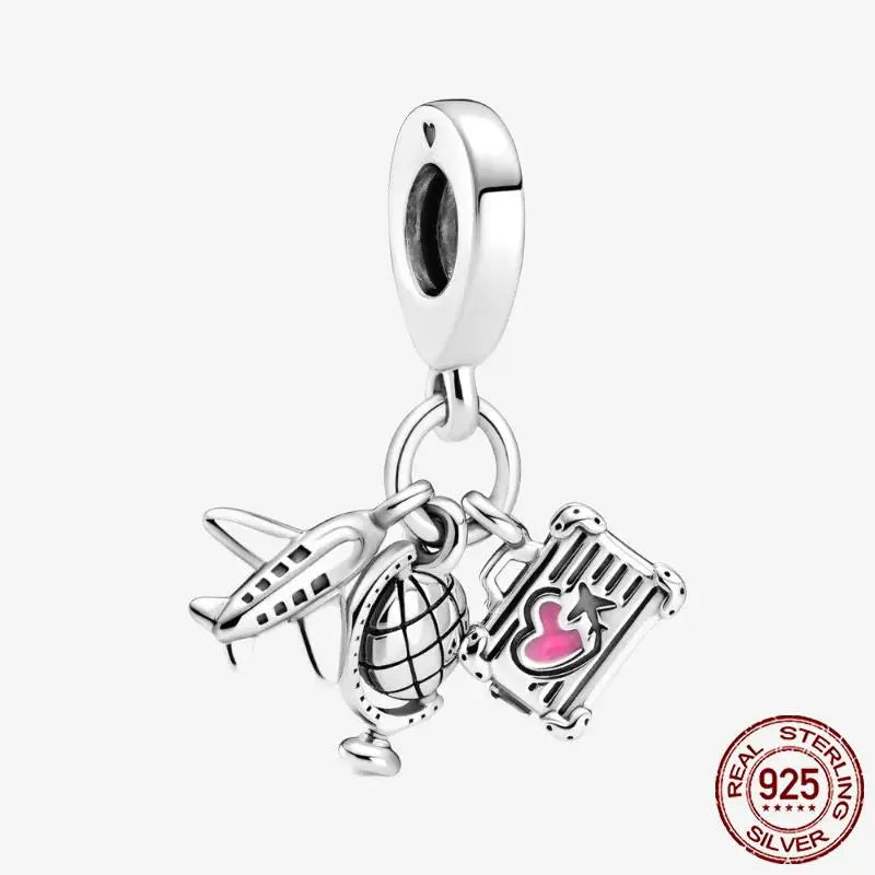 925 Sterling Silver Gold Heart Plated Dangle Charm for Original Bracelet Beads Jewelry DIY Birthday Gift for Women plata de ley