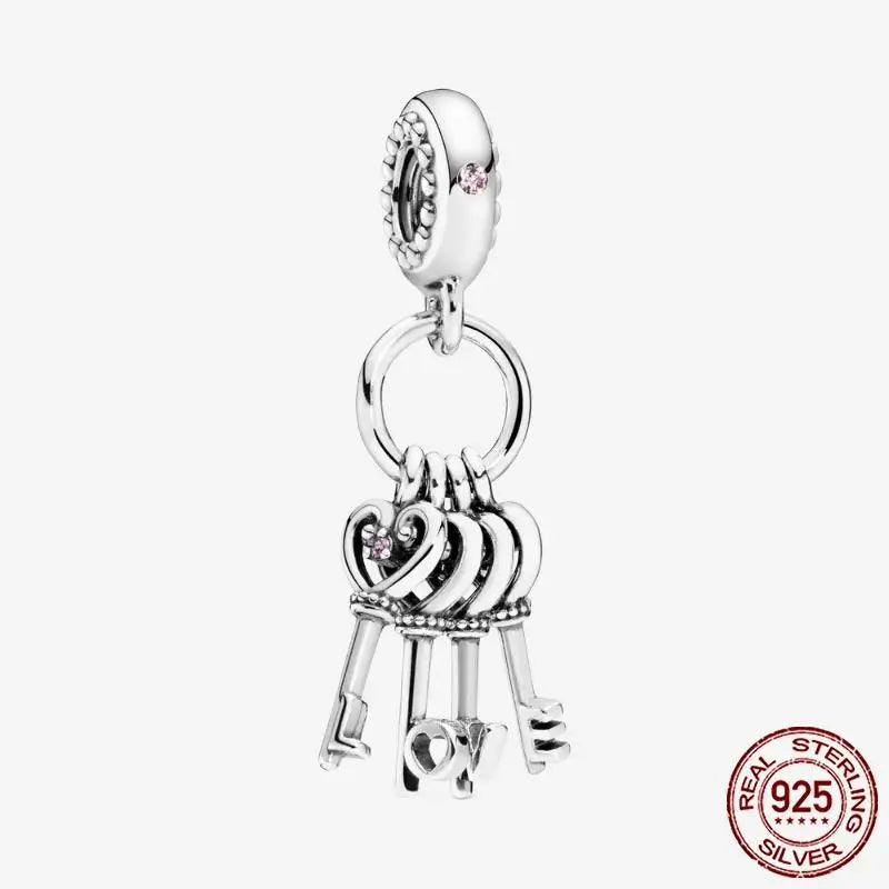 925 Sterling Silver Gold Heart Plated Dangle Charm for Original Bracelet Beads Jewelry DIY Birthday Gift for Women plata de ley