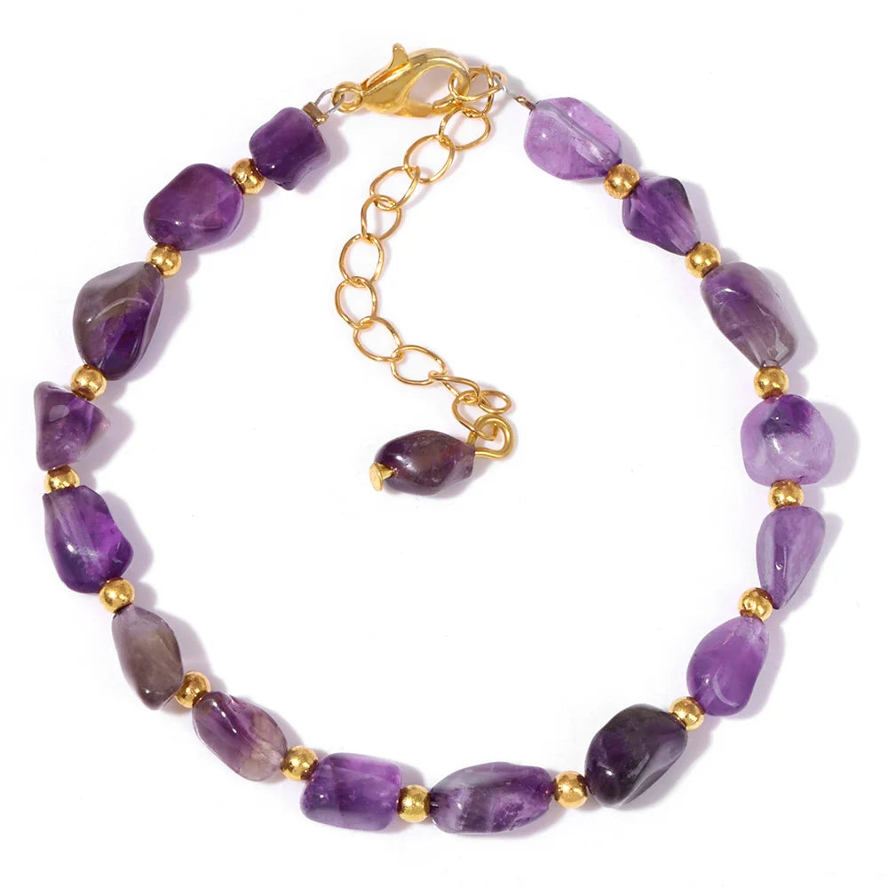 Natural Stone Lapis Lazuli Beads Bracelet Irregular Chip Stone Adjustable Bracelets Tiger Eye Agates Bangles Women Fine Jewelry