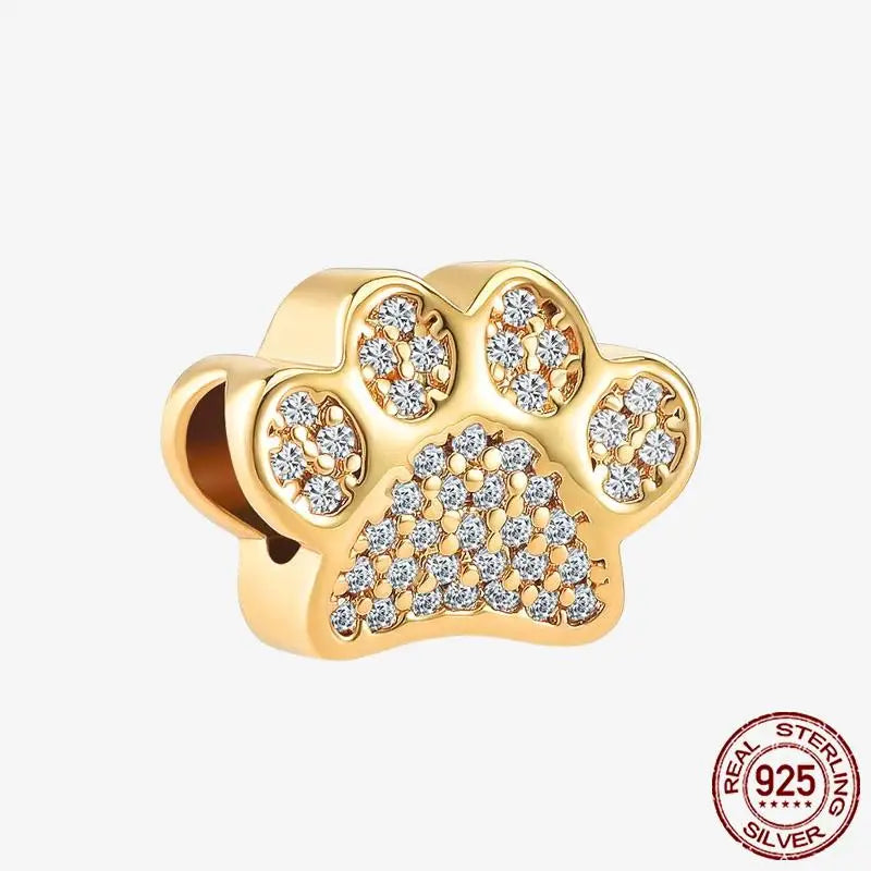 925 Sterling Silver Gold Heart Plated Dangle Charm for Original Bracelet Beads Jewelry DIY Birthday Gift for Women plata de ley