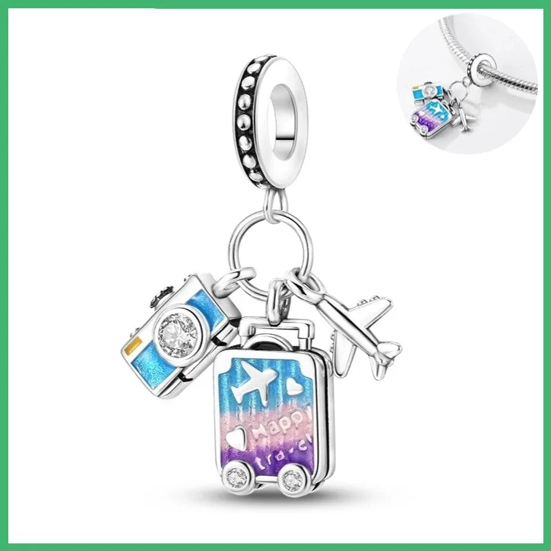 925 Sterling Silver  Strawberries,  Charms Pendant with Cubic Zirconia,Fit DIY bracelet necklace Gift for Her,Colgante Plata