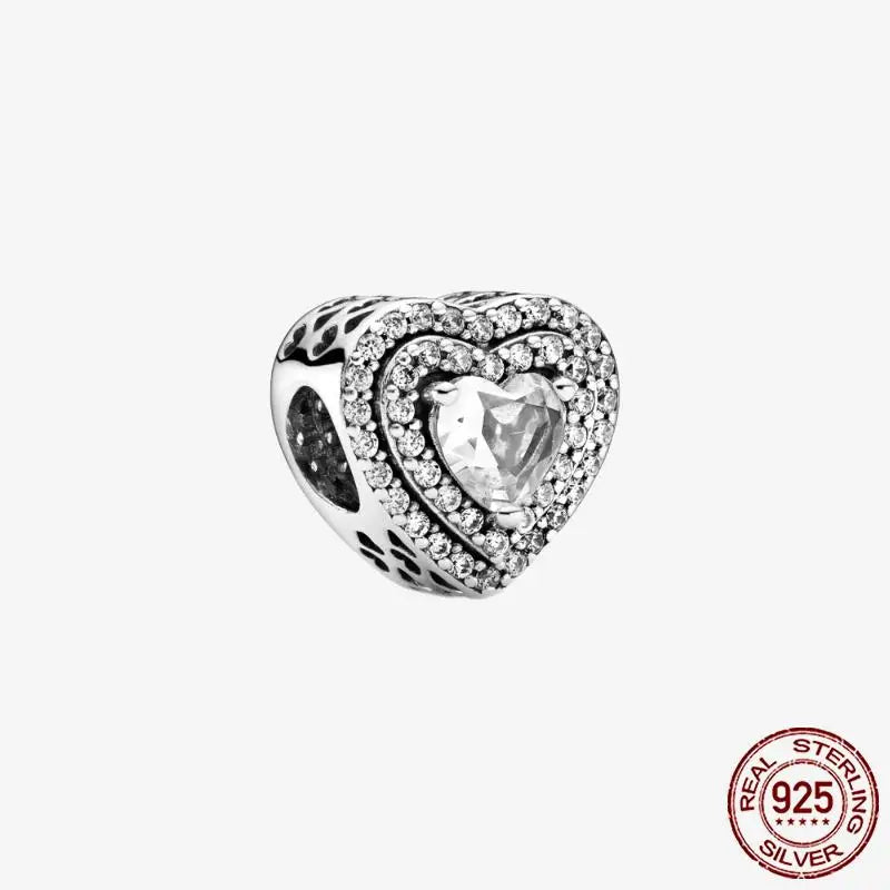 925 Sterling Silver Gold Heart Plated Dangle Charm for Original Bracelet Beads Jewelry DIY Birthday Gift for Women plata de ley