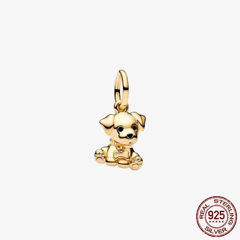 925 Sterling Silver Gold Heart Plated Dangle Charm for Original Bracelet Beads Jewelry DIY Birthday Gift for Women plata de ley