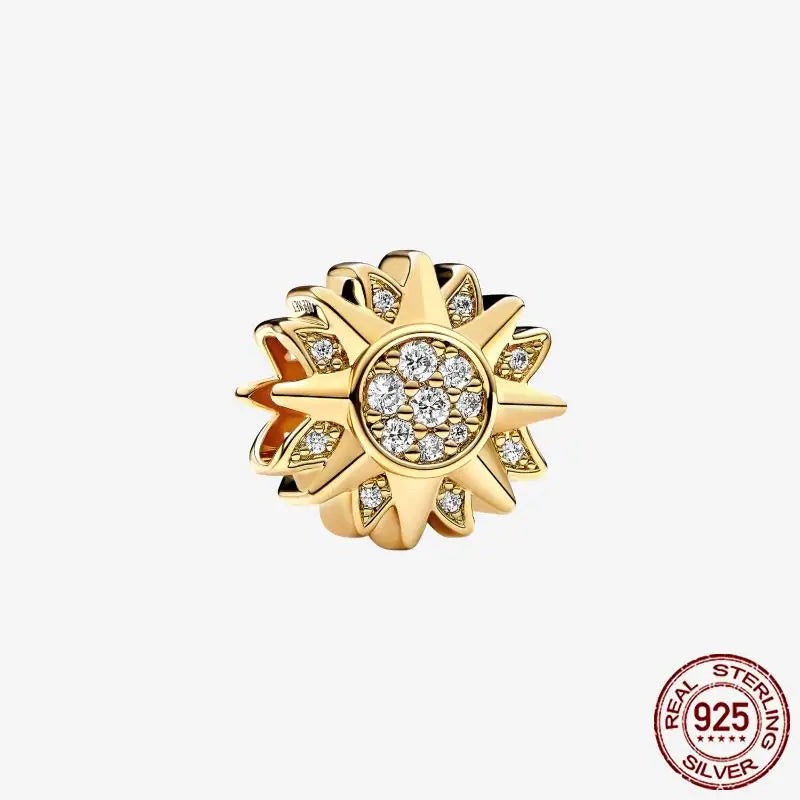 925 Sterling Silver Gold Heart Plated Dangle Charm for Original Bracelet Beads Jewelry DIY Birthday Gift for Women plata de ley