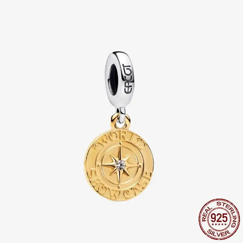 925 Sterling Silver Gold Heart Plated Dangle Charm for Original Bracelet Beads Jewelry DIY Birthday Gift for Women plata de ley