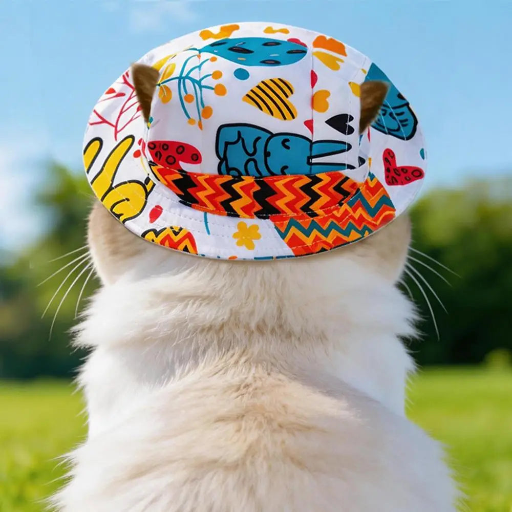 1PC Pet Sun Hat Adjustable Pet Sun Hat Cat Dog Breathable Dog Sunshade Hats Outdoor Travel Pet Fisherman Hat Sun Protection