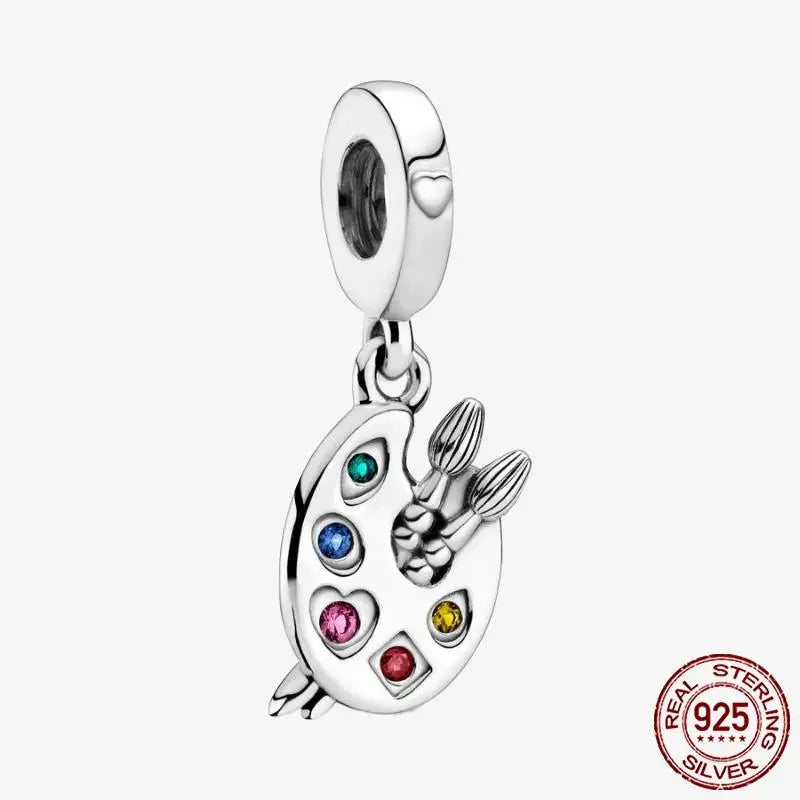 925 Sterling Silver Gold Heart Plated Dangle Charm for Original Bracelet Beads Jewelry DIY Birthday Gift for Women plata de ley
