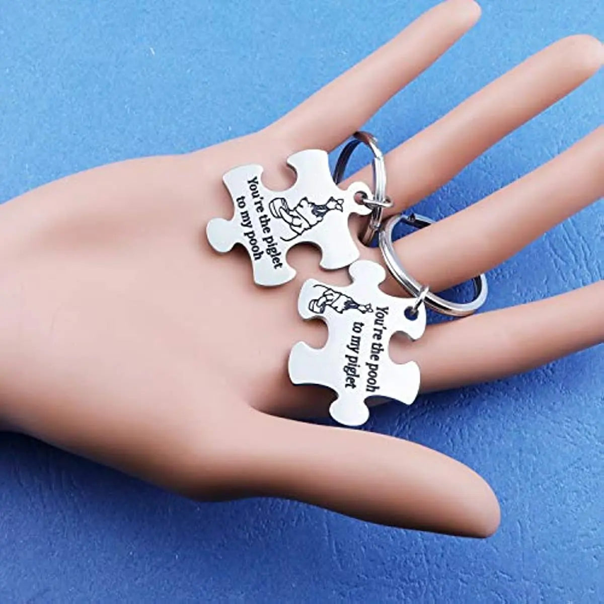 Best Friends Keychain Set Friendship Gift Winnie The Pooh Piglet Gift Winnie The Pooh Jewelry Puzzle Keychain Couple Gifts