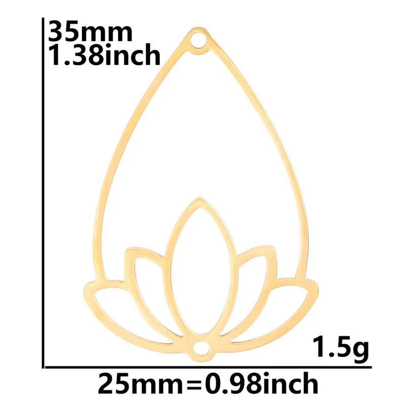 5pcs/Lot 18k Real Gold Plated Rose Lotus Bulk Charms For Jewelry Making Supplies DIY Sunflower Pendants Stainless Steel Charm