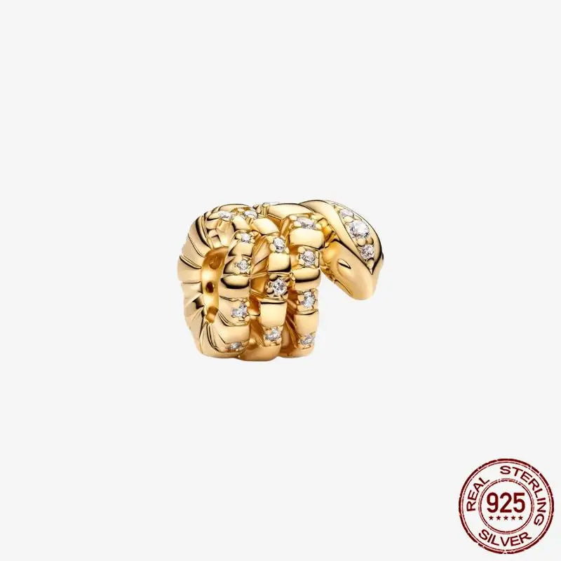 925 Sterling Silver Gold Heart Plated Dangle Charm for Original Bracelet Beads Jewelry DIY Birthday Gift for Women plata de ley