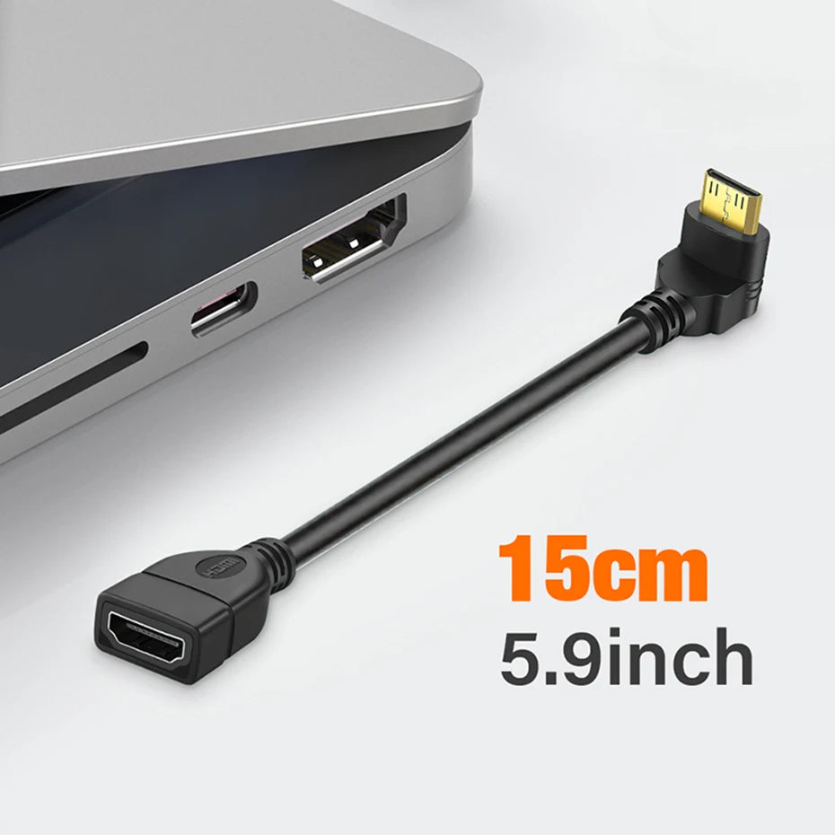 Mini HDMI To Female HDMI Extension Cable 90 Degree Elbow Adapter For TV Box/Stick Camera PS4 PS5 Xbox 4K 2K Converter Short Wire