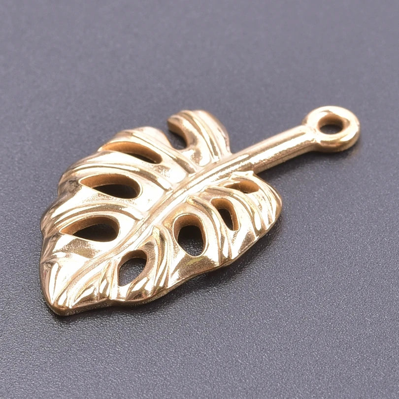 5pcs/Lot 18k Real Gold Plated Rose Lotus Bulk Charms For Jewelry Making Supplies DIY Sunflower Pendants Stainless Steel Charm
