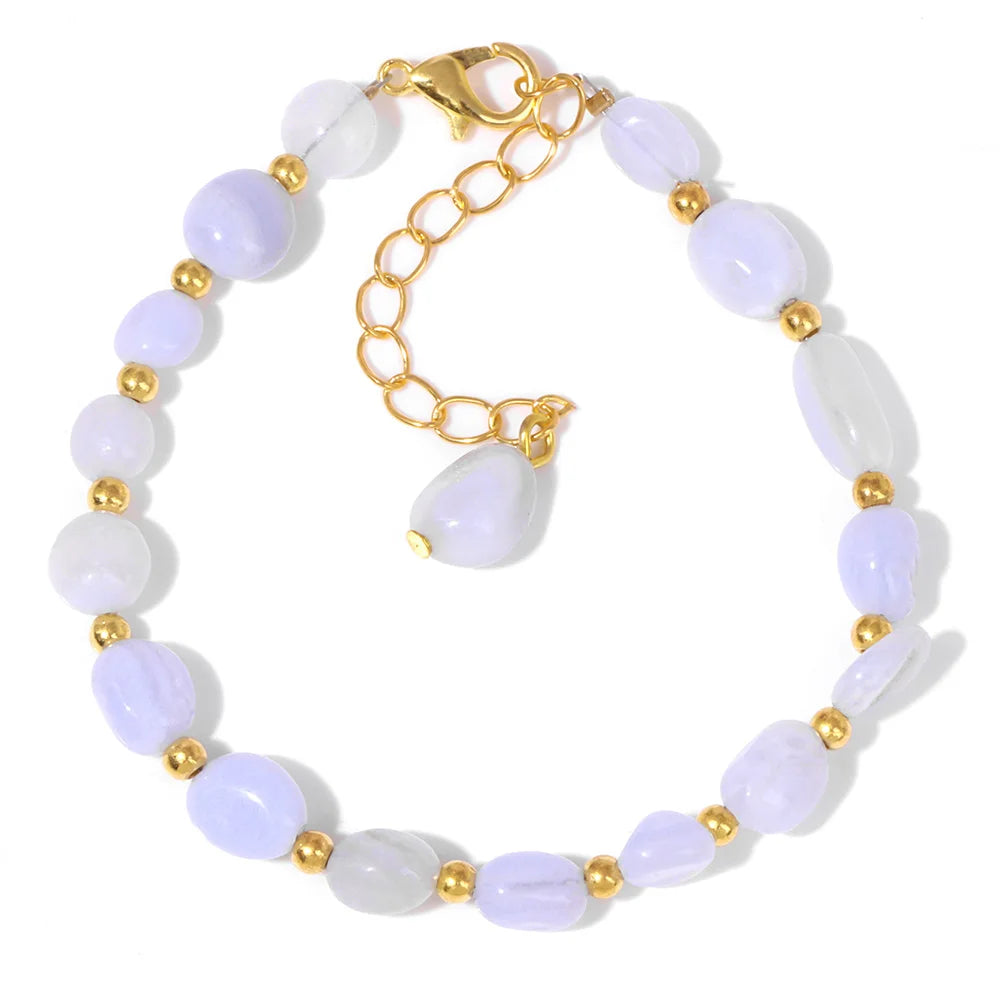 Natural Stone Lapis Lazuli Beads Bracelet Irregular Chip Stone Adjustable Bracelets Tiger Eye Agates Bangles Women Fine Jewelry
