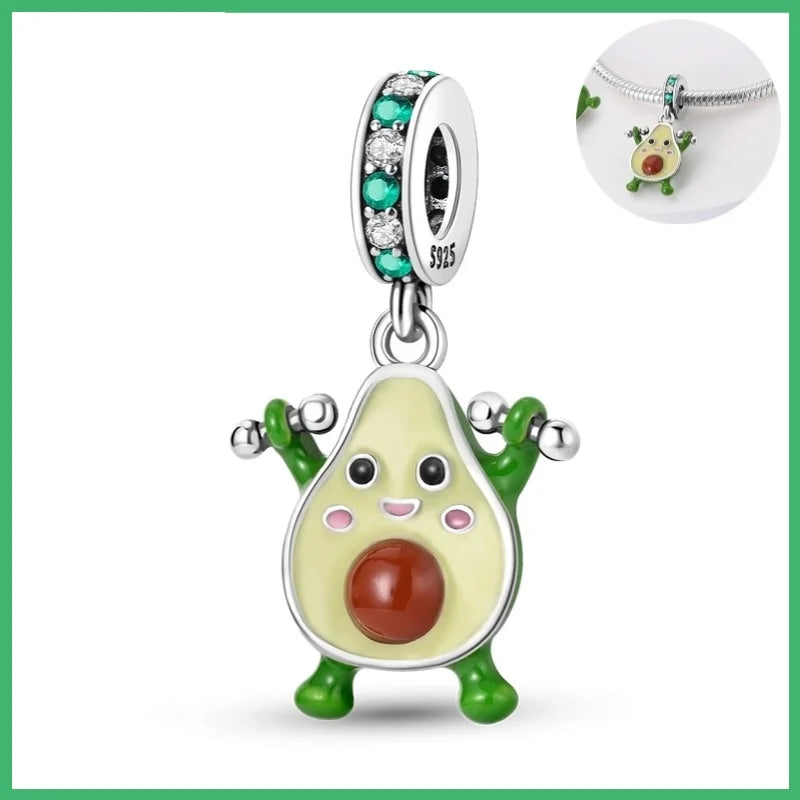 925 Sterling Silver  Strawberries,  Charms Pendant with Cubic Zirconia,Fit DIY bracelet necklace Gift for Her,Colgante Plata